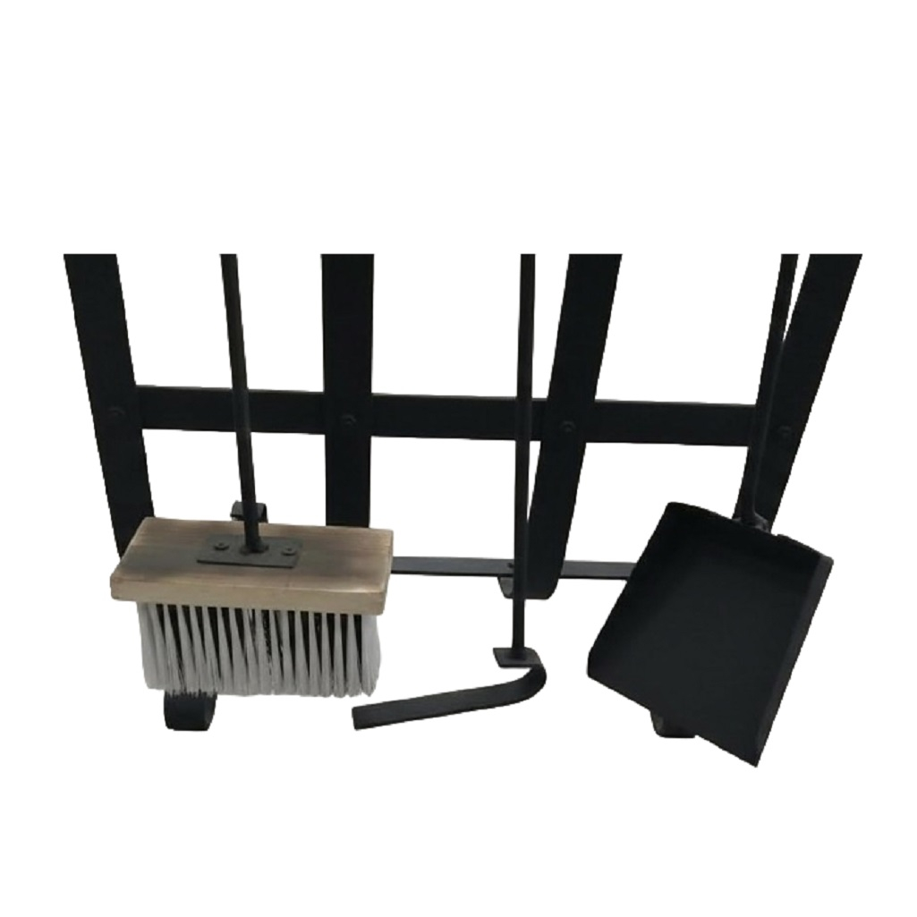 Каминный набор, подвесной, деревянные ручки, кочерга, совок, щетка, подставка