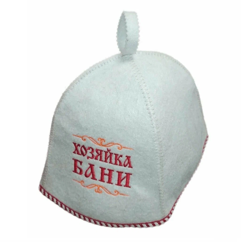 Набор для бани и сауны 212F Хозяйка бани ЗПР-2, войлок белый, шапка, коврик, рукавица