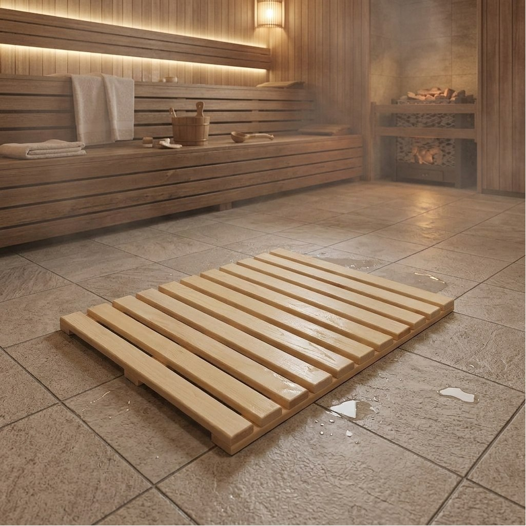 Решетка на пол, дерево Липа, для бани и сауны, бежевая, 500х800 мм