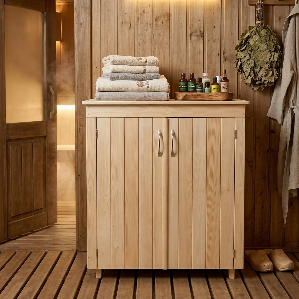 Комод большой, Липа, для бани и сауны, 450х850х930 мм, дерево