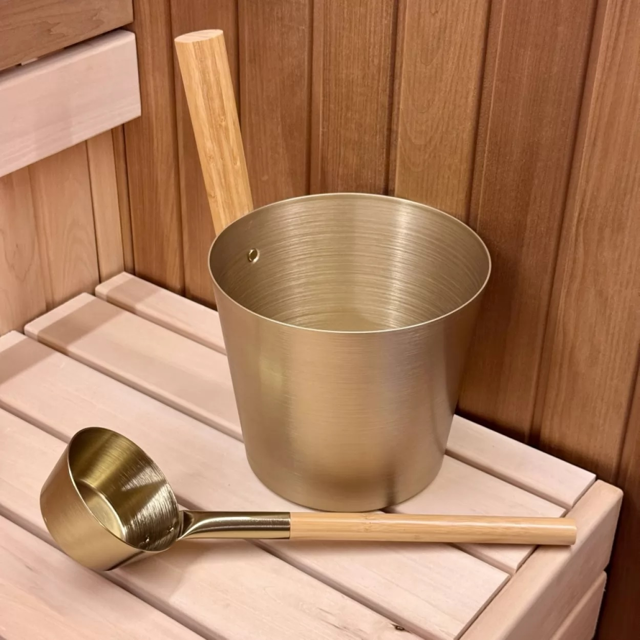 Набор 212F OXY-M Platina-2, шайка 5 л, черпак 0.2 л, алюминий, ручки из бамбука