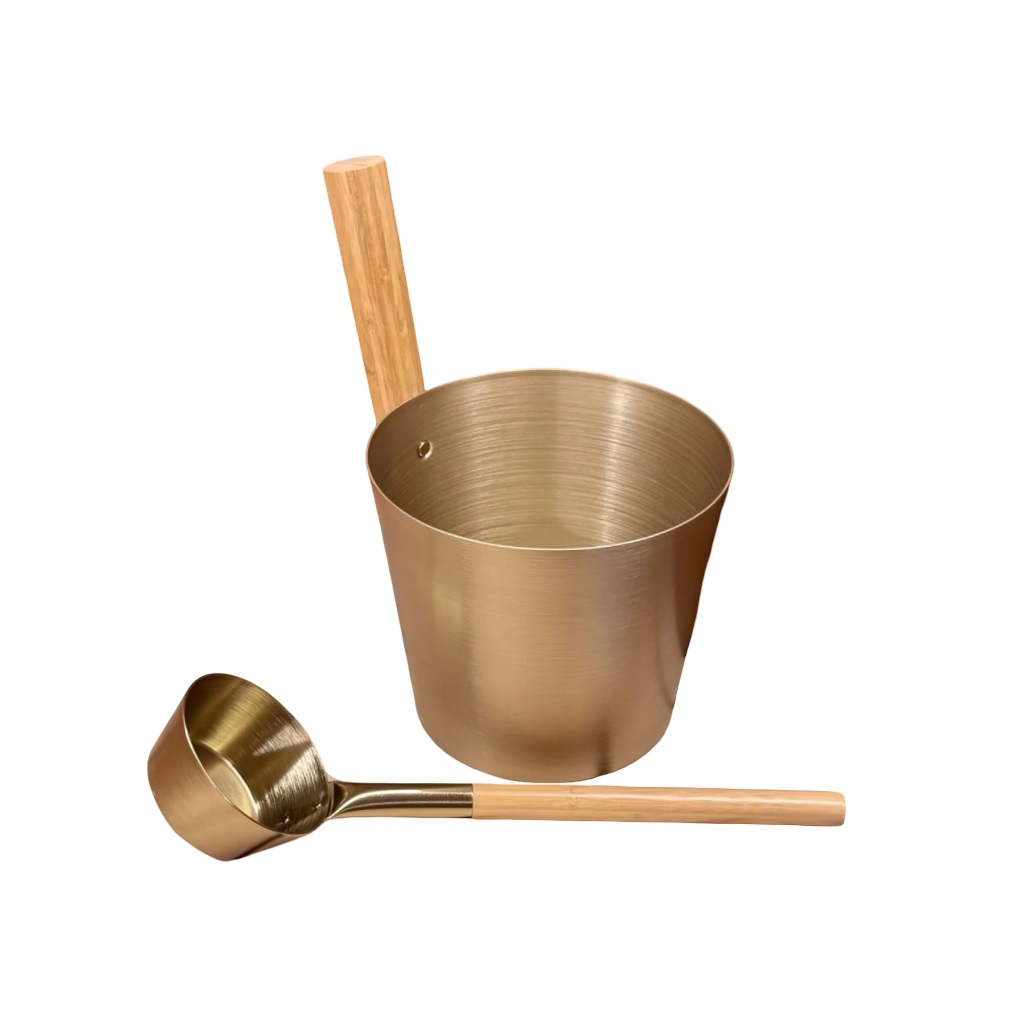 Набор 212F OXY-M Platina-2, шайка 5 л, черпак 0.2 л, алюминий, ручки из бамбука