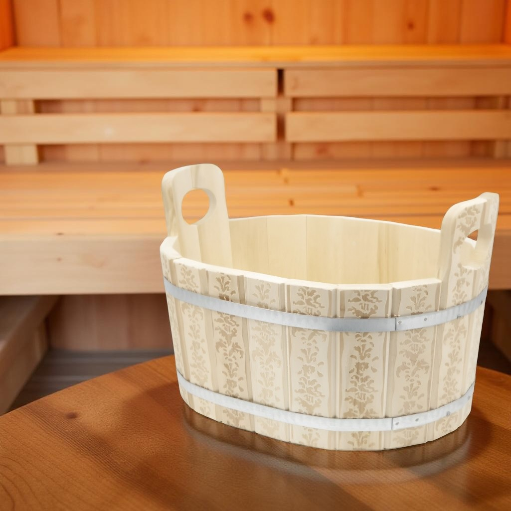 Ушат для бани и сауны Банная линия 12-709, объем 30 л, Липа, овальный, дерево