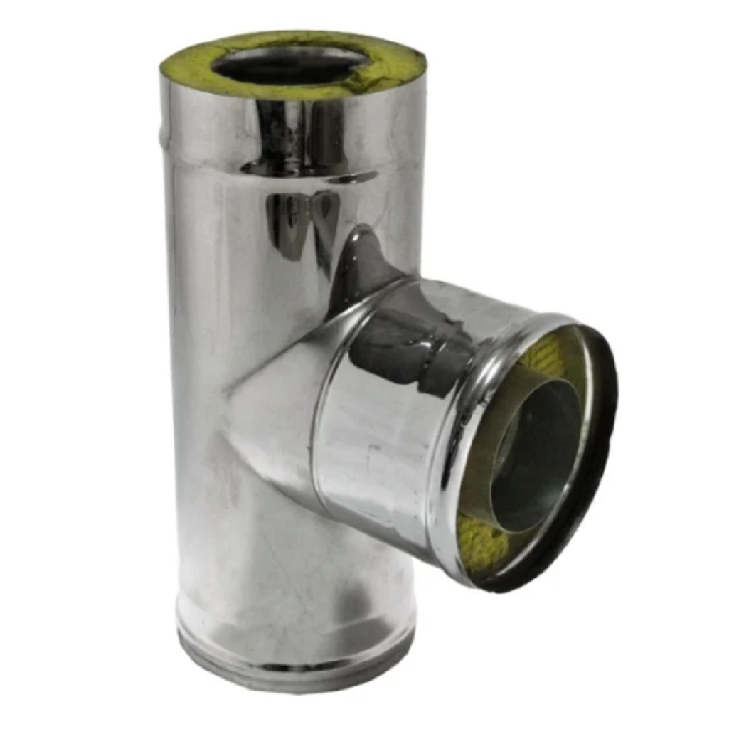 Тройник для дымоходов Ferrum d 130x200 мм, 90 гр., сталь 0.5 мм, сэндвич-конструкция