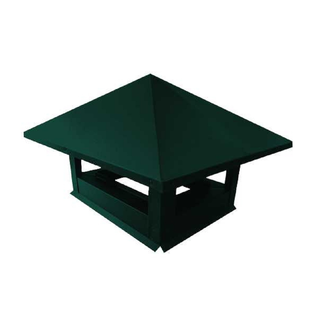 Зонт для дымохода, нержавеющая сталь 0.5 мм, темно-зеленый, 520х520 мм