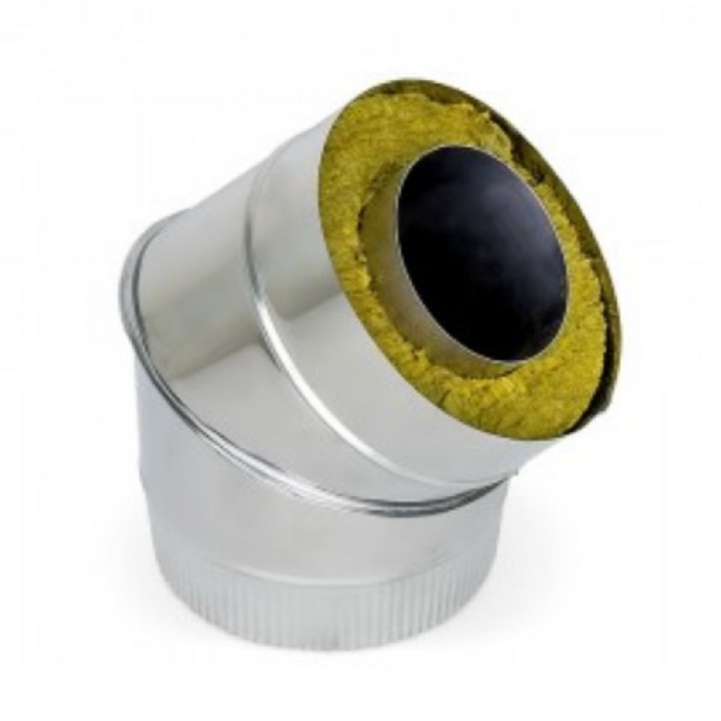 Отвод (угол) дымохода 200х280 мм, угол 45 гр., сталь 0.5 мм, сэндвич-конструкция