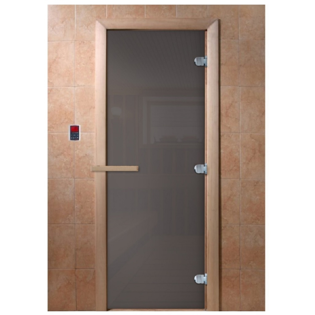 Дверь Doorwood Сумерки, Графит, матовая, 1900х700 мм, стекло 8 мм, 3 петли, коробка осина