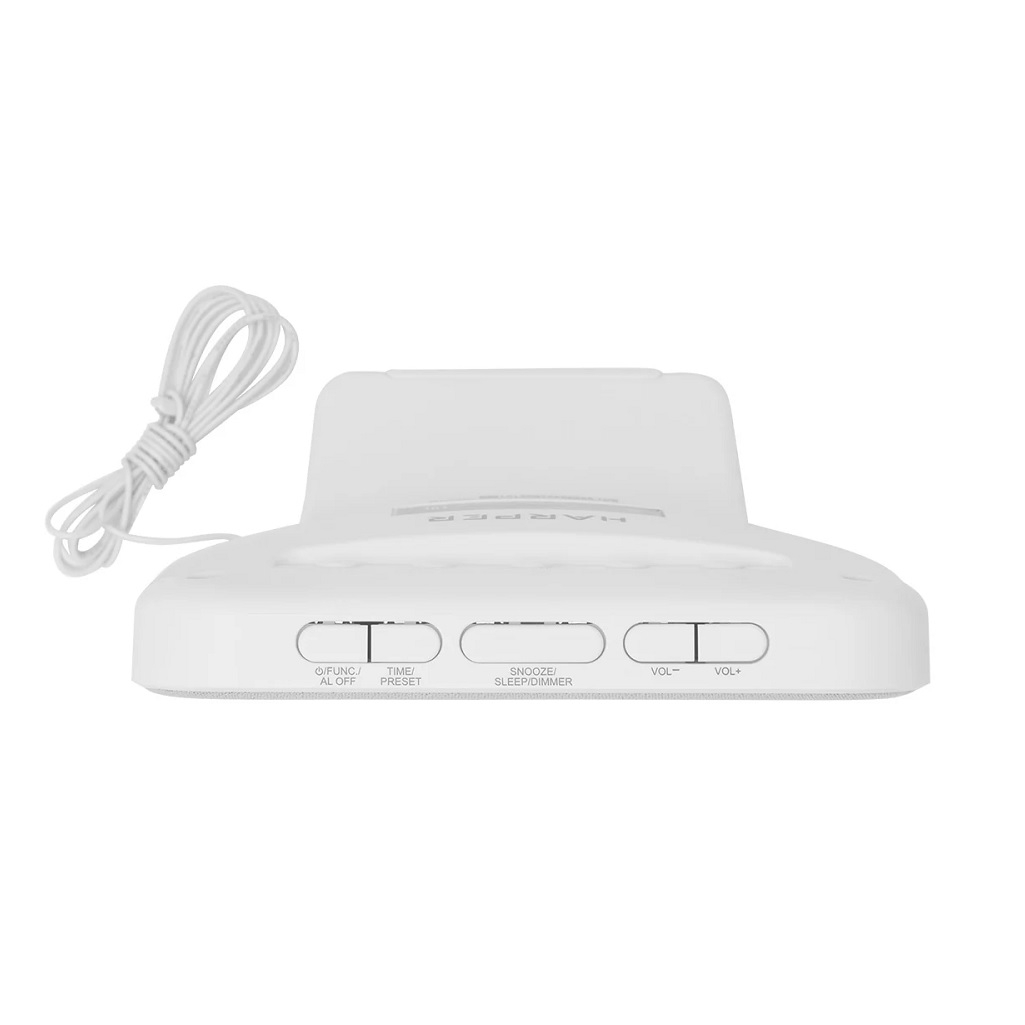 Радиобудильник Harper HCLK-2060, LED, питание от сети, бело-серый