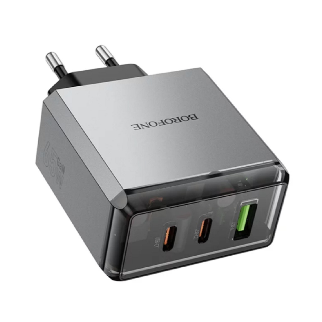 Блок зарядный Borofone High Power BN22, 65W Three Ports Charger, черный