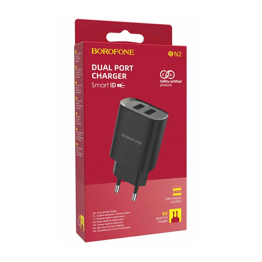 Блок зарядный Borofone BN27, super fast 2xUSB, 2.1A, черный