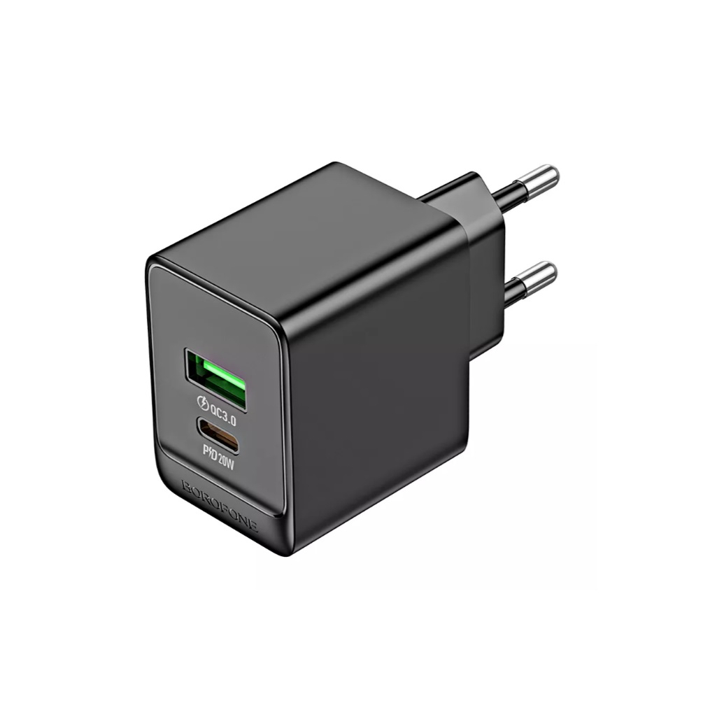 Блок зарядный Borofone BAS14A, PD20W/QC3.0, матовое покрытие, черный