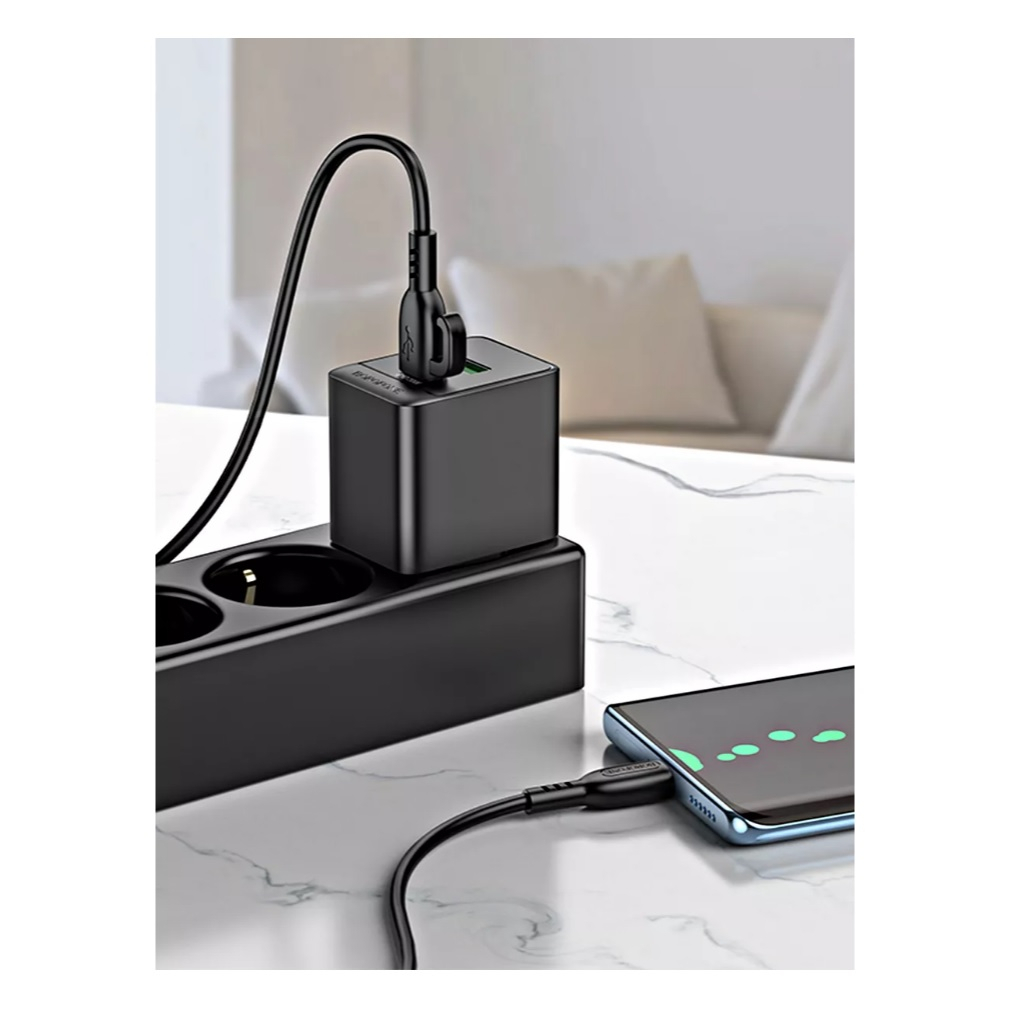 Блок зарядный Borofone BAS14A, PD20W/QC3.0, матовое покрытие, черный