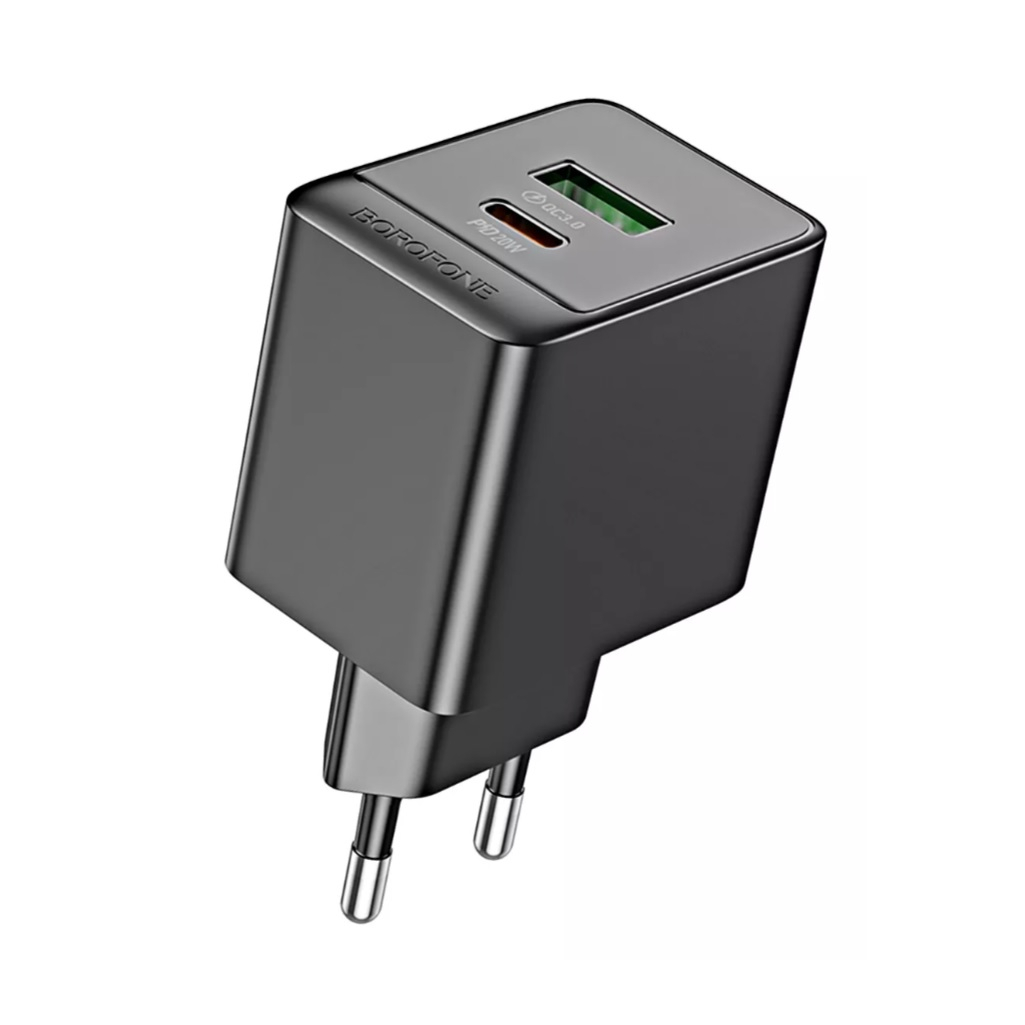Блок зарядный Borofone BAS14A, PD20W/QC3.0, матовое покрытие, черный