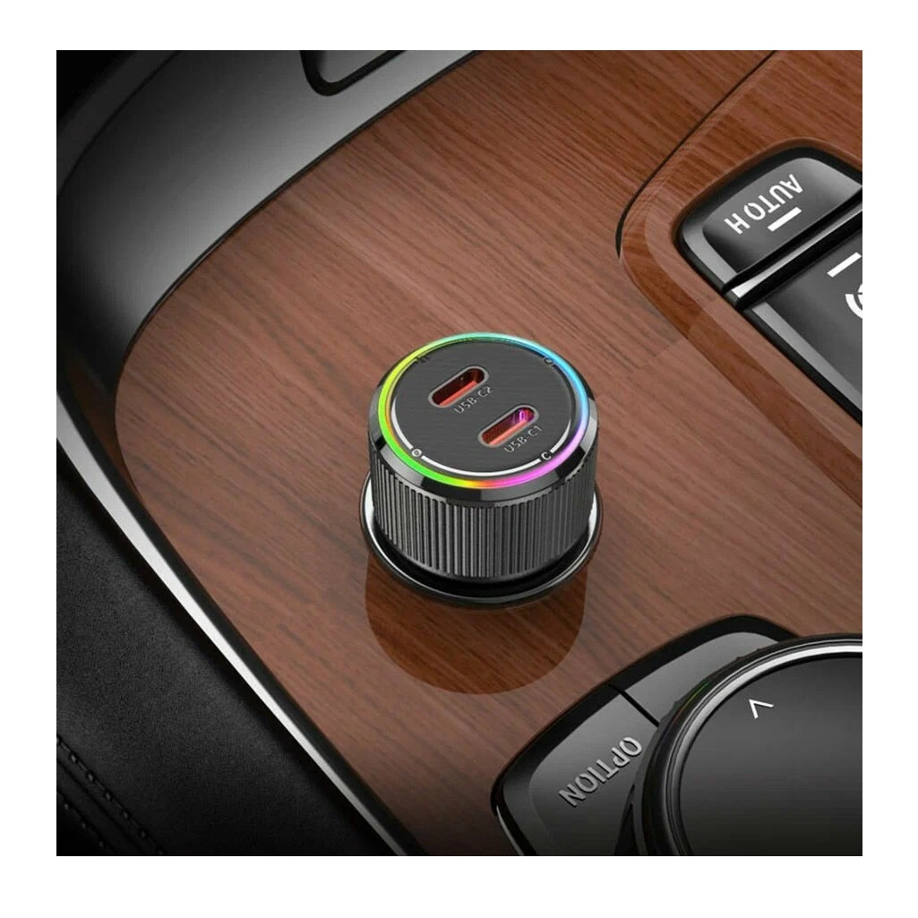 Блок зарядный автомобильный Hoco NZ14B, 2хUSB Type-C, черный