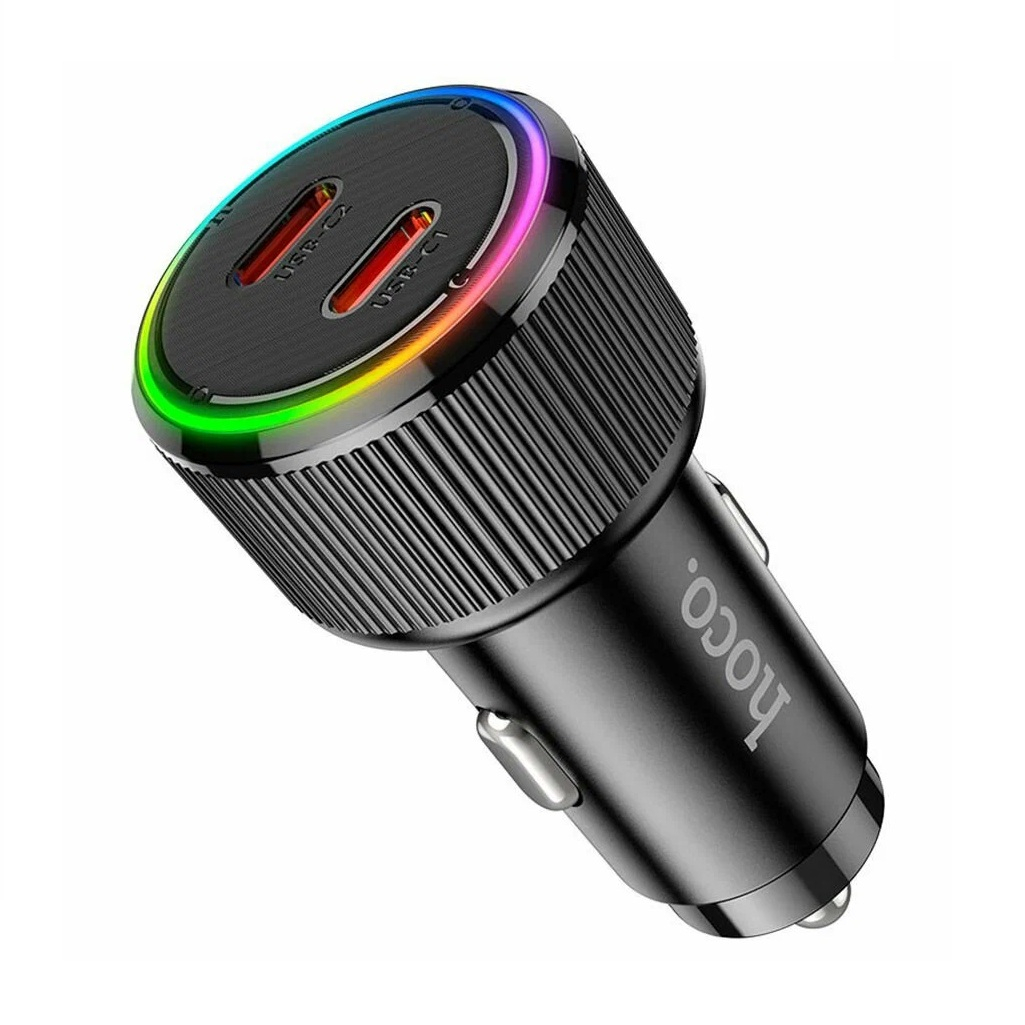 Блок зарядный автомобильный Hoco NZ14B, 2хUSB Type-C, черный