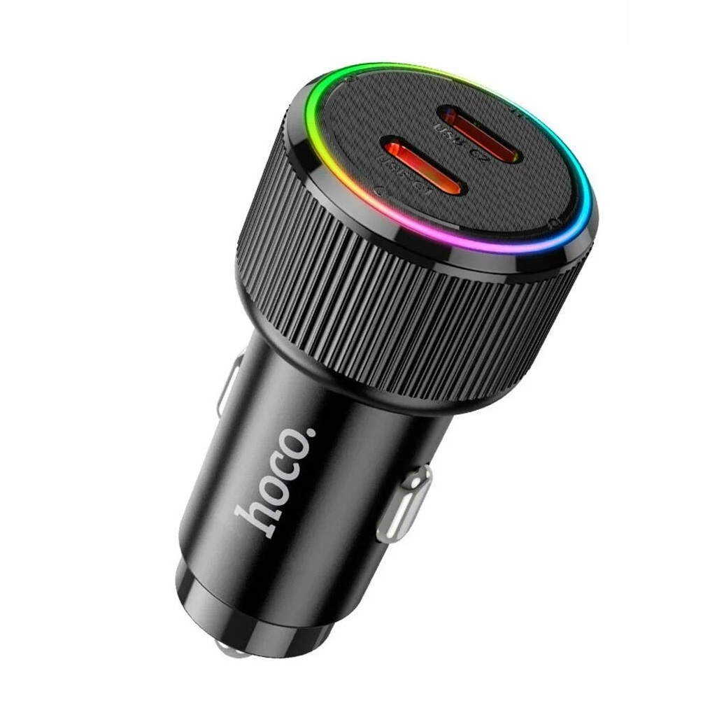 Блок зарядный автомобильный Hoco NZ14B, 2хUSB Type-C, черный
