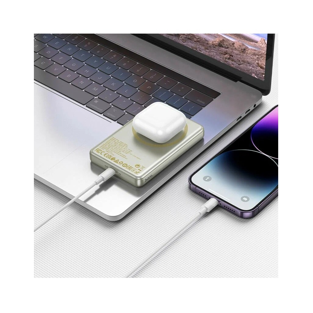 Аккумулятор внешний Hoco Q26A, 15 Вт, USB Type-C, 10000 мАч, белый