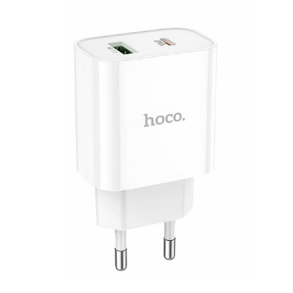Устройство зарядное Hoco C80A Plus rapido, 1xUSB, 1xUSB-C, 3А, для IPhone, белый