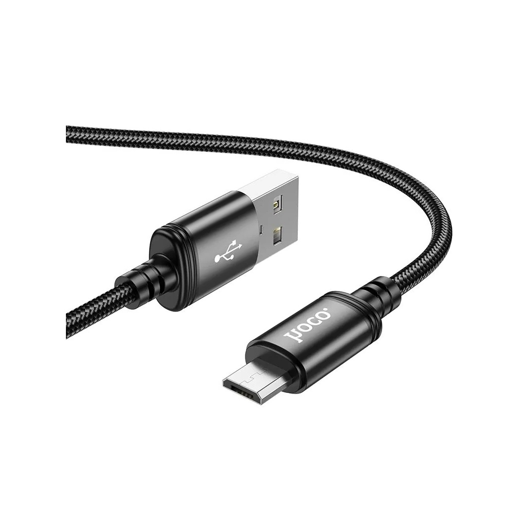 Кабель Hoco X89, Micro USB - USB, 2.4 А, нейлоновая оплетка, цвет черный, 1 м