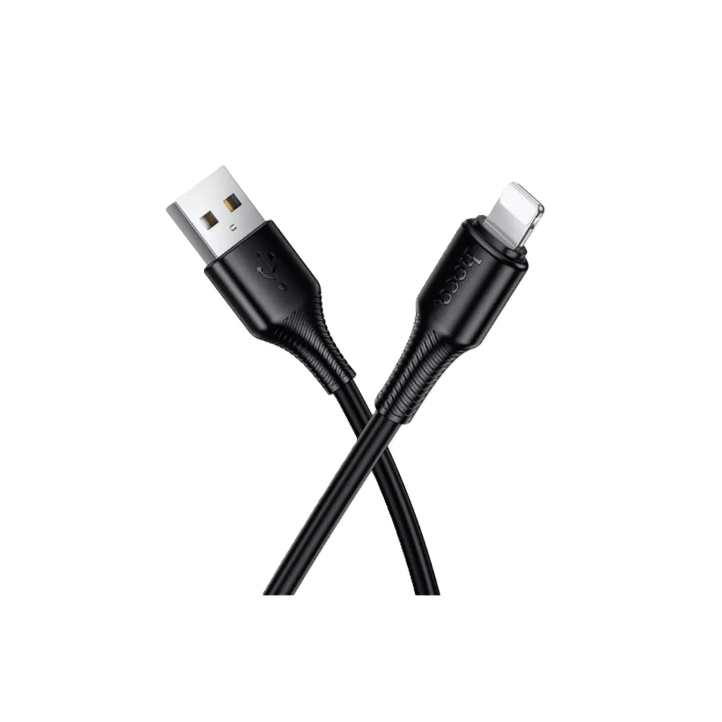 Кабель Hoco X120, Lightning - USB, USB 2.0 Type-B, 2.4 А, силикон, цвет черный, 1 м