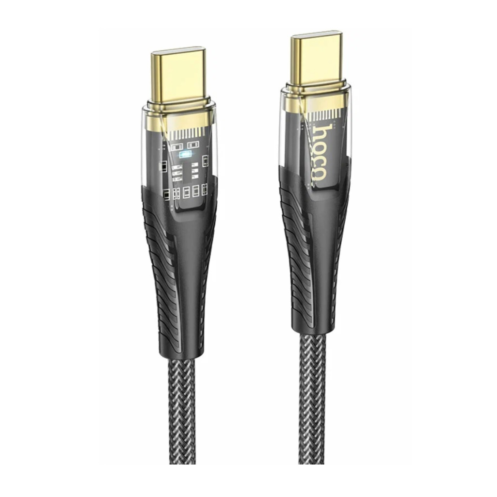 Кабель Hoco U121, Type-C на Type-C, 5 A, нейлон, цвет черный, 1.2 м