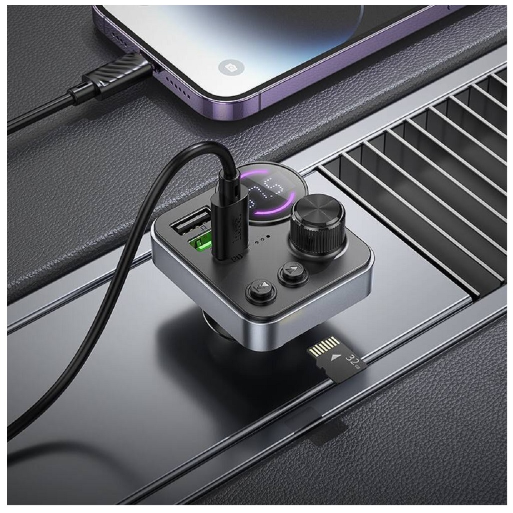 FM-трансмиттер Hoco E86 Alegria, Bluetooth, PD30W/QC3.0, 48 Вт, черный