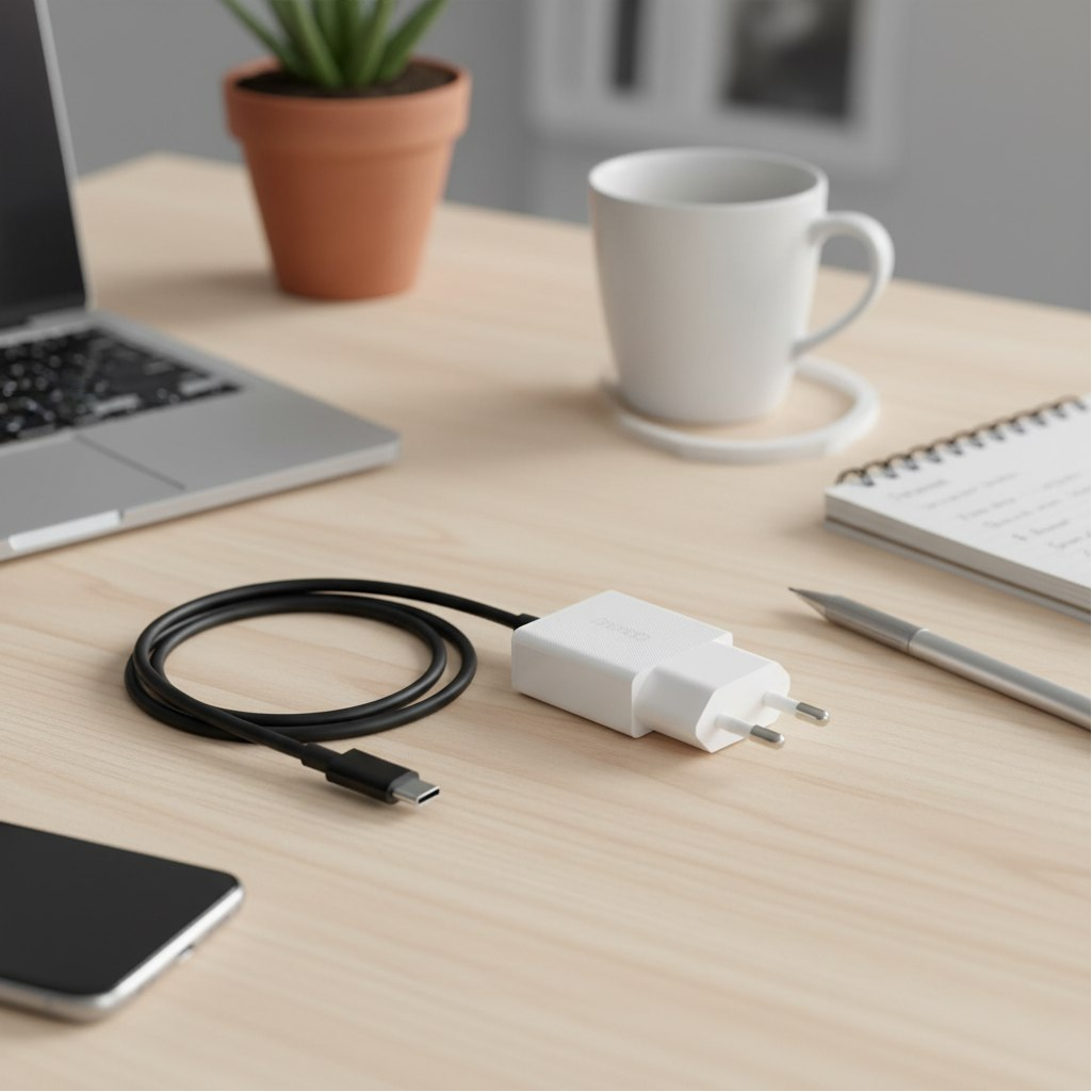 Блок зарядный Hoco N74W, USB Type-C, 25 Вт, 3А, 1 порт, белый