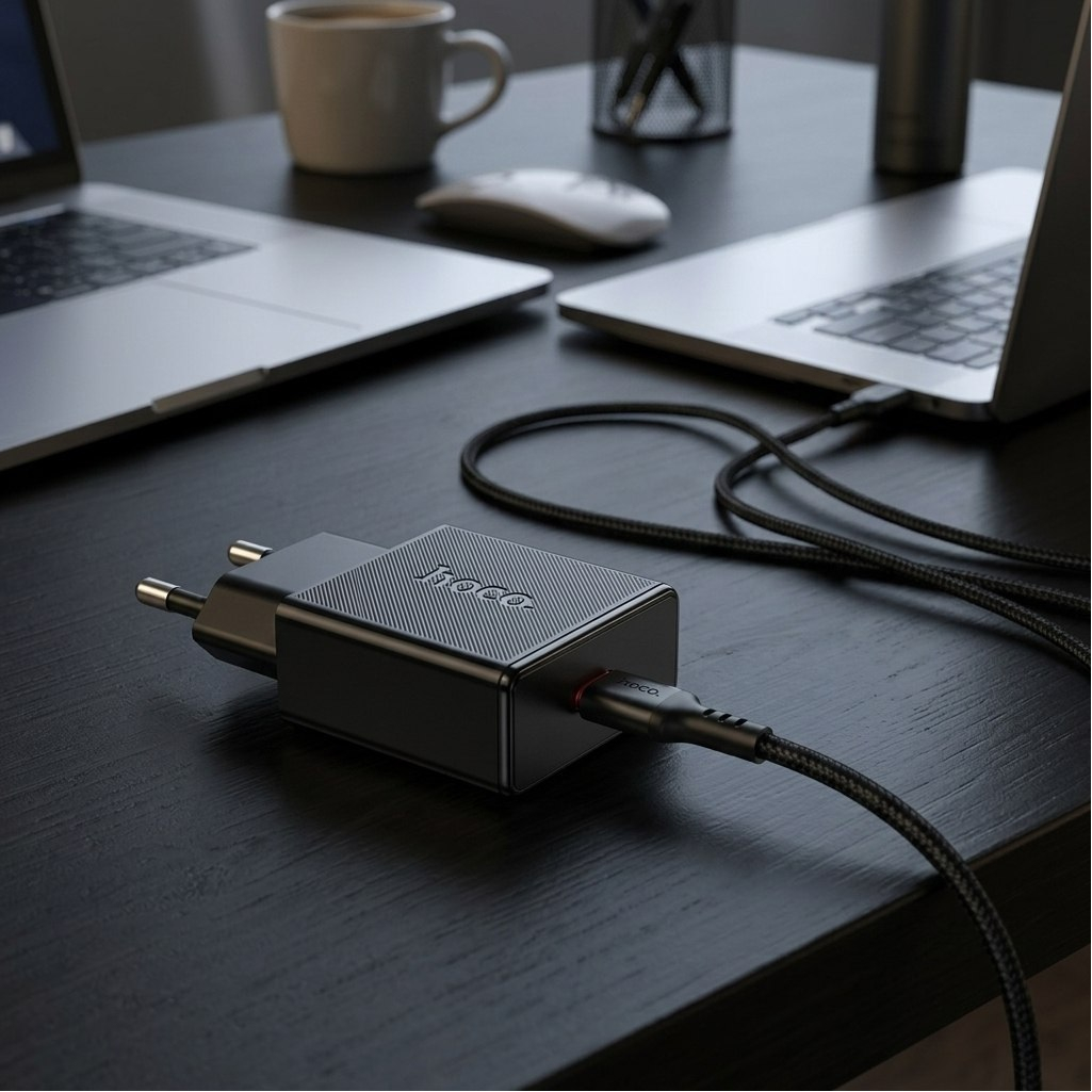 Блок зарядный Hoco N74B, USB Type-C, 25 Вт, 3А, 1 порт, черный