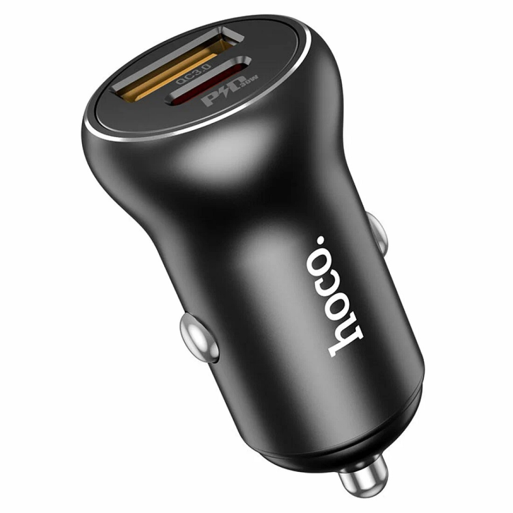 Блок зарядный Hoco NZ5 PD30W+QC3.0, 12-24В, 5 А, автомобильный, черный
