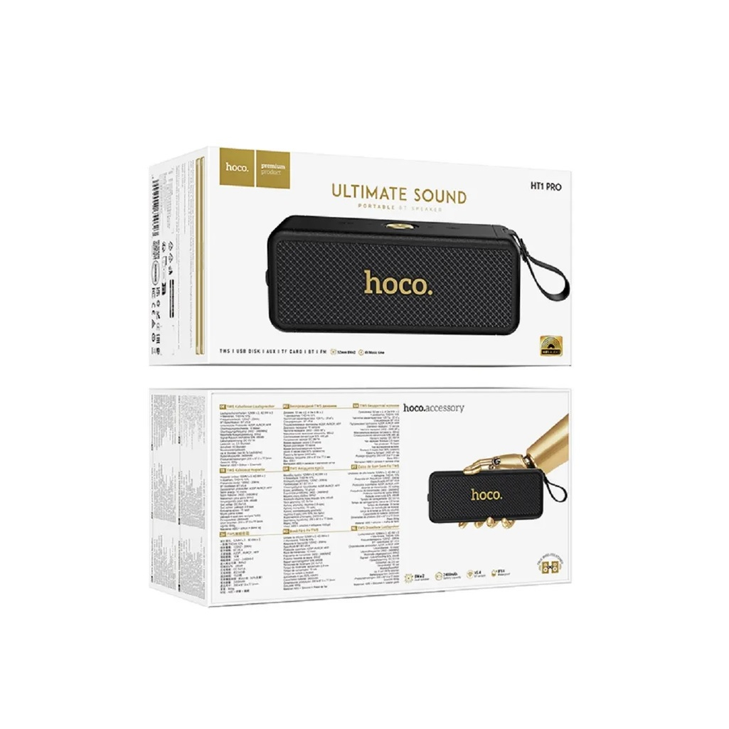 Колонка беспроводная Hoco HT1 Pro Marquis sports BT, Bluetooth, 2400 мАч, 2 динамика, черная