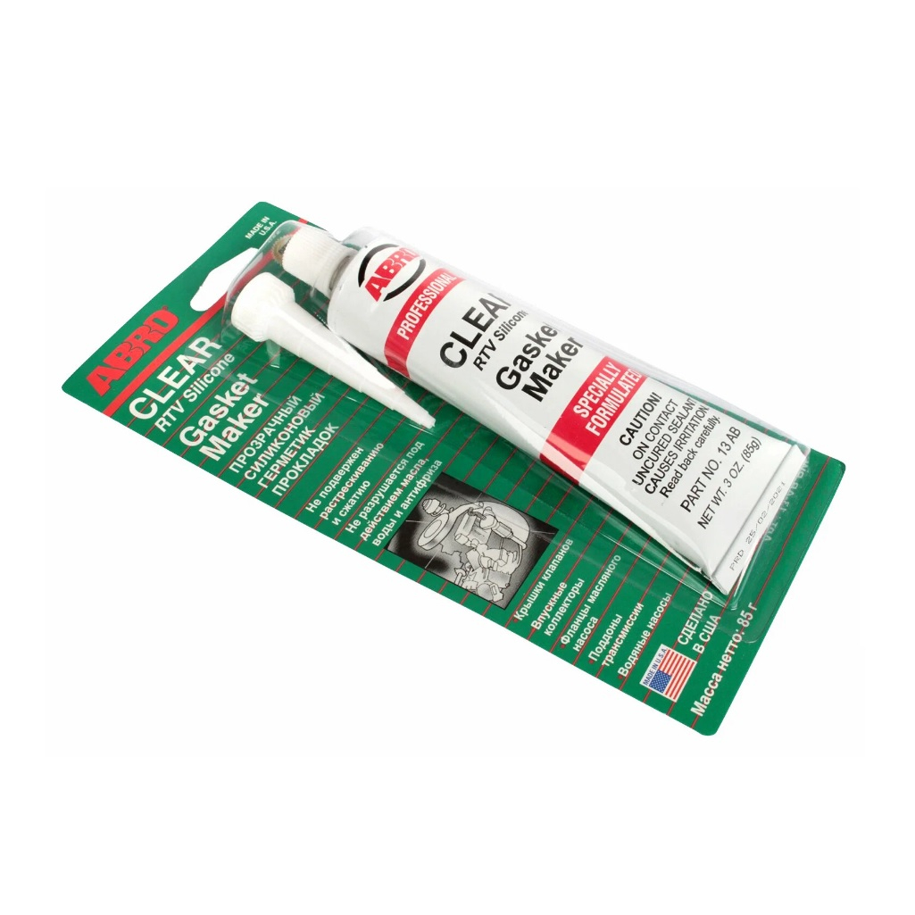 Герметик ABRO Masters 13-AB-CH-RW-S силиконовый, термостойкий, прозрачный, 85 г