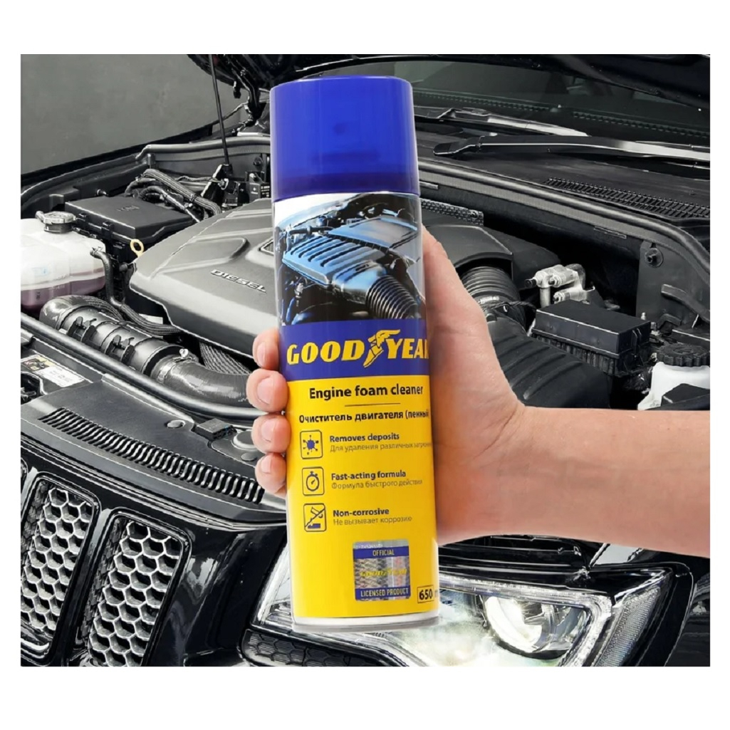 Очиститель Goodyear для двигателя, пенный, аэрозоль с защитой от коррозии, 650 мл