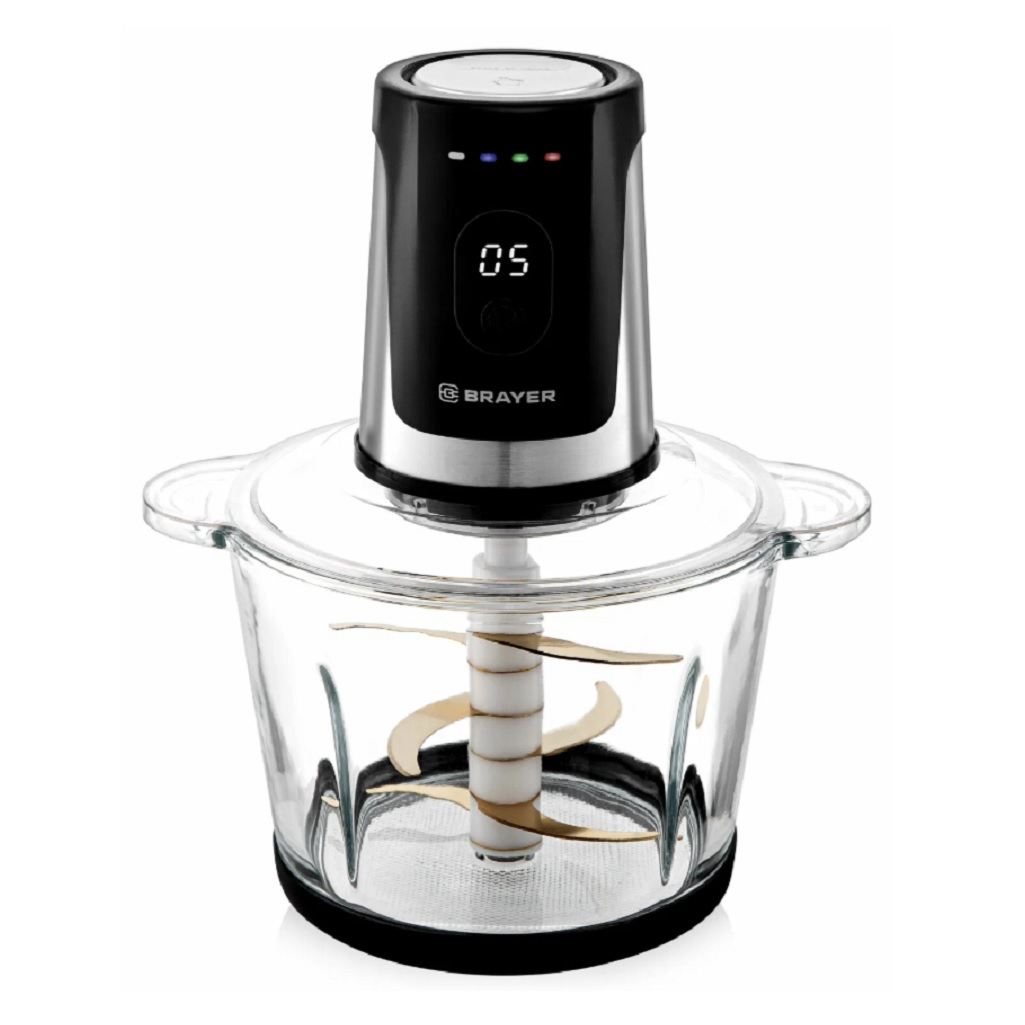 Измельчитель Brayer BR1408 800 Вт, стеклянная чаша 3 л, LED дисплей, 6 лезвий из титана