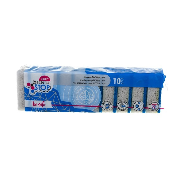 Губка York для посуды Bacteria Stop 10 шт