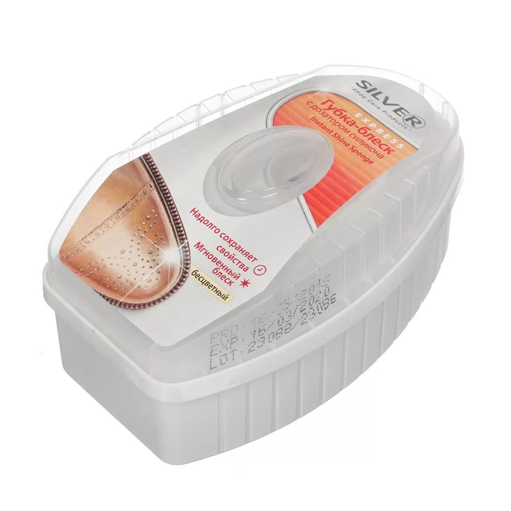 Губка-блеск для обуви Silver PS3007-03 с дозатором, силикон, антистатик, бесцветная, 6 мл