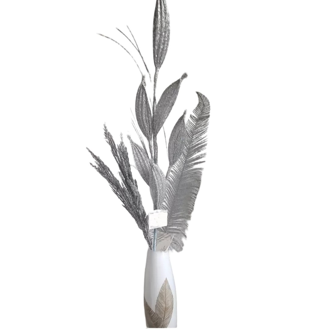Ветвь декоративная 820 мм, серебро, SYJFYA- 0923048S,  для новогоднего украшения 