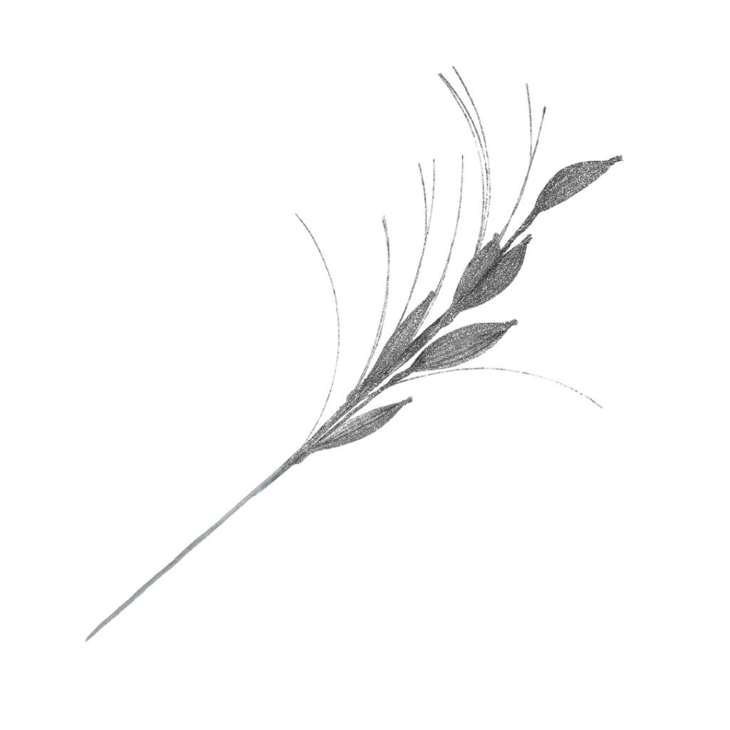 Ветвь декоративная 820 мм, серебро, SYJFYA- 0923048S,  для новогоднего украшения 