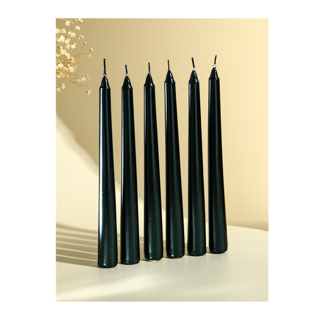 Набор Свечей античных 4428295, чёрный металлик, 1.9х20 см, в упаковке 6 шт