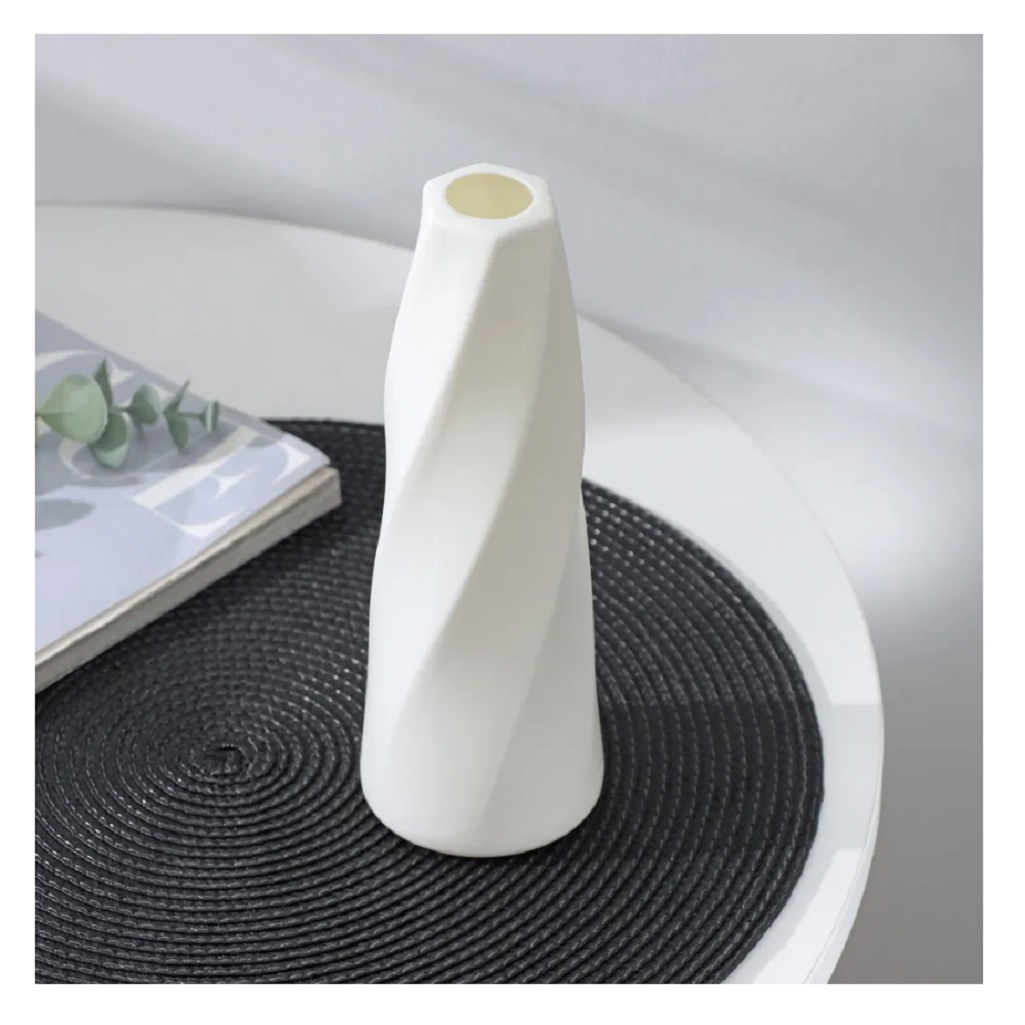Ваза для цветов Грация, пластик, для декора, 4х7х21 см, белая, 450 мл