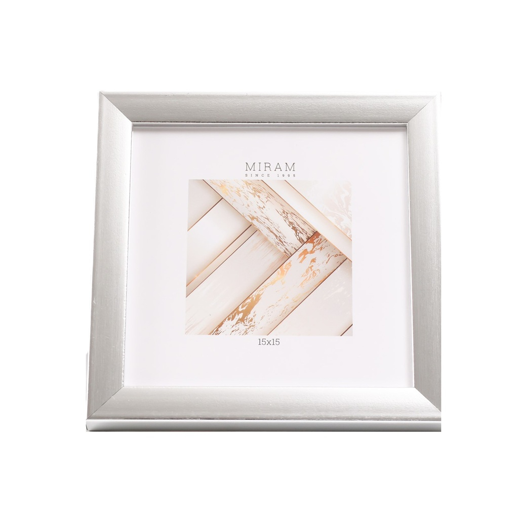 Фоторамка Miram 7786792 15х15 см, пластик, пластиковый экран, серебристая