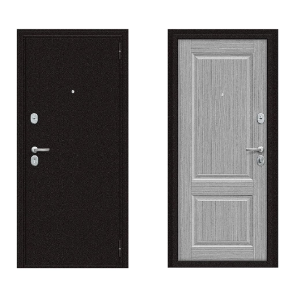 Дверь металлическая Bravo Эконом Optim 033-2716, серый клен, антик медный, 205х96 L