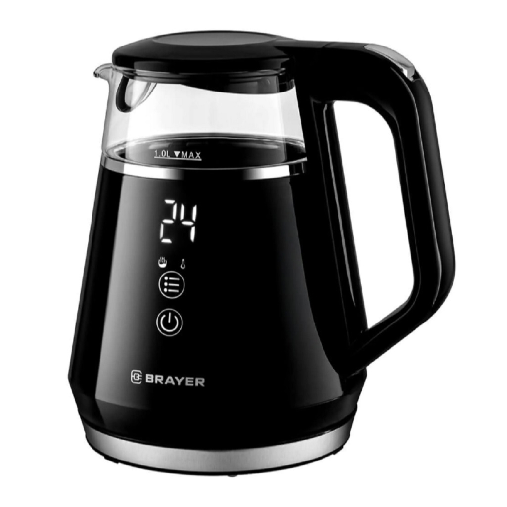 Чайник электрический Brayer BR6105, автоотключение, черный, 1100 Вт, 1 л