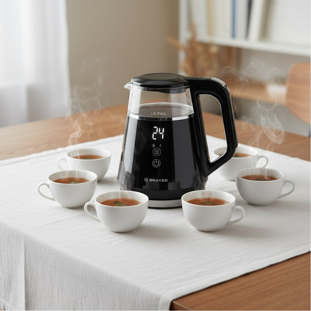 Чайник электрический Brayer BR6105, автоотключение, черный, 1100 Вт, 1 л