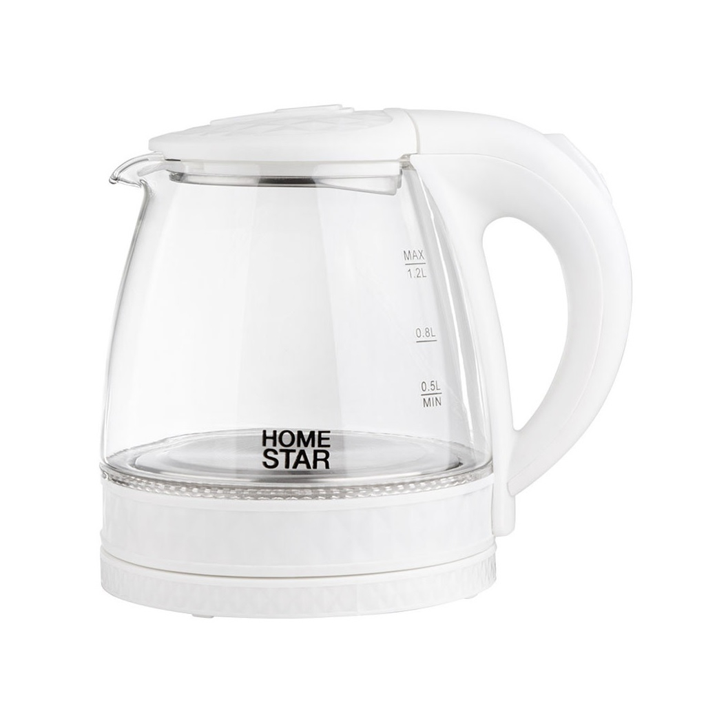 Чайник электрический Homestar HS-1053, 1.2 л, 1.5 кВт, прозрачный, белый