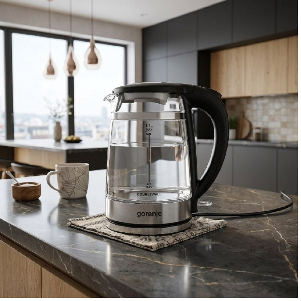 Чайник электрический Gorenje K17GDW, V0125432, съемный фильтр, автоотключение, 1.7 л
