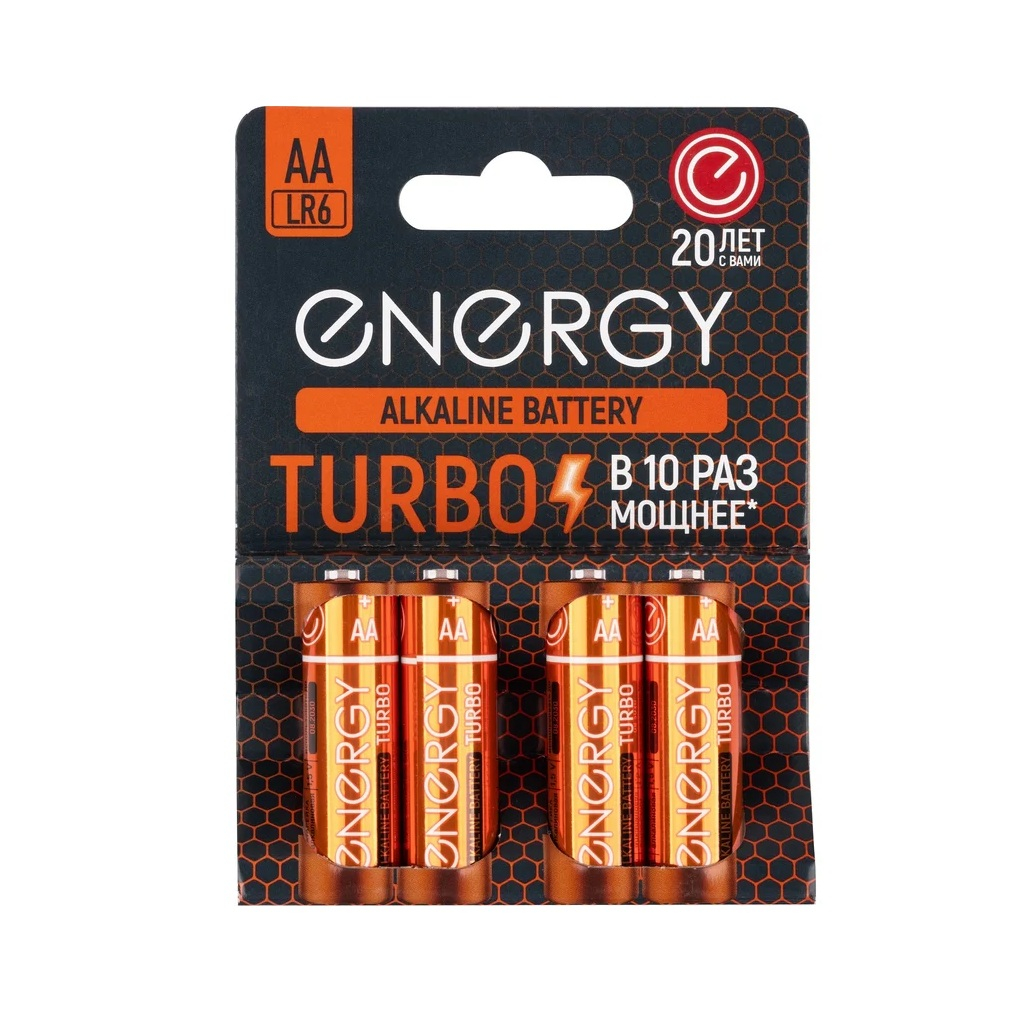 Элемент питания алкалиновый Energy Turbo LR6/4B тип АА, блистер, 4 шт