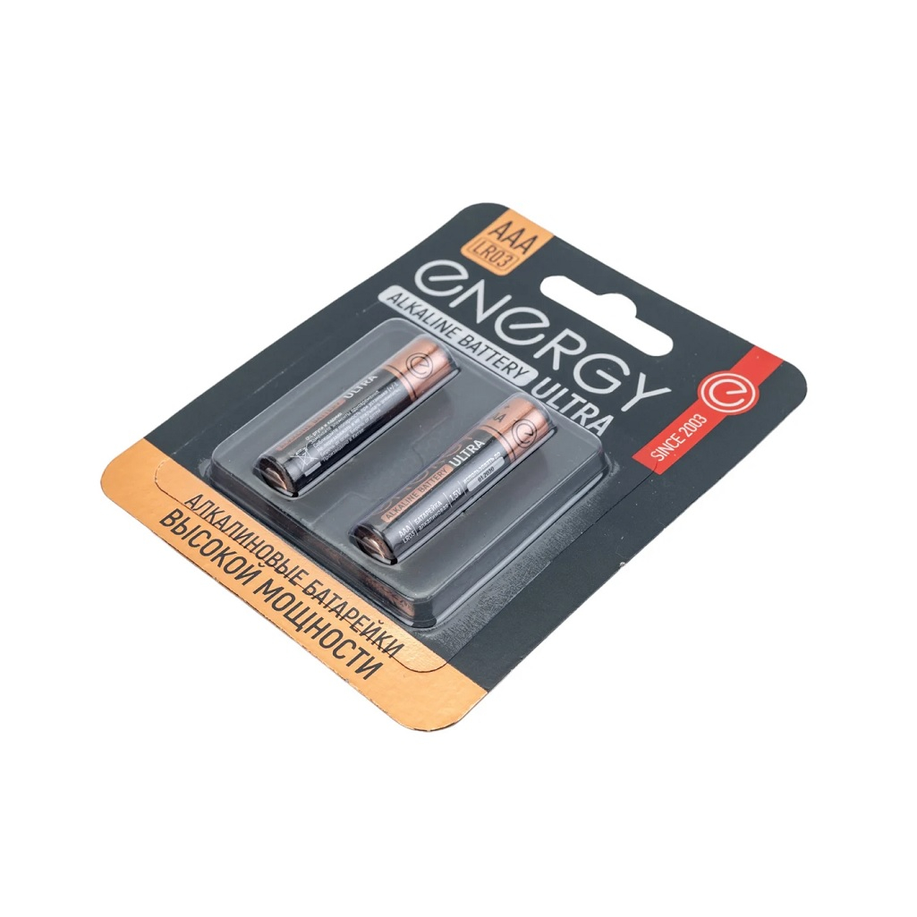 Батарейка Energy Alkaline Battery Ultra LR03, тип ААА, универсальная, 2 шт. в блистере