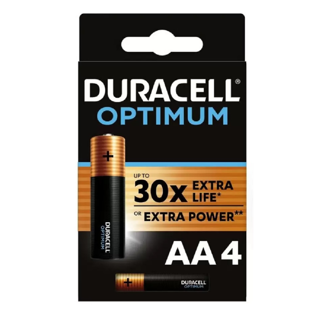 Батарейка Duracell Optimum Б0056020 LR6 AA Alkaline 1.5V, без ртути и кадмия, индикатор заряда