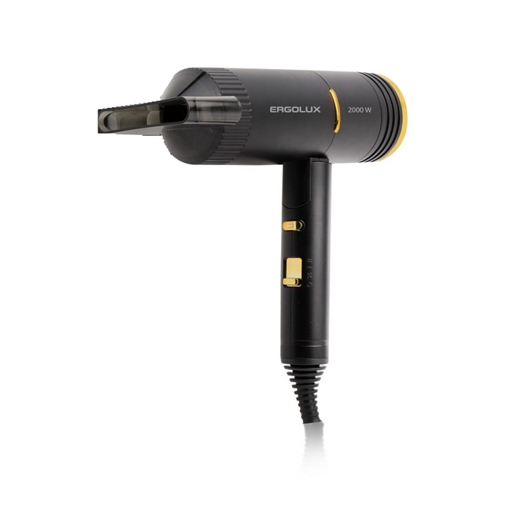 Фен Ergolux ELX-HD14-C02 PRO со складной ручкой, 2000 Вт, черный с золотым