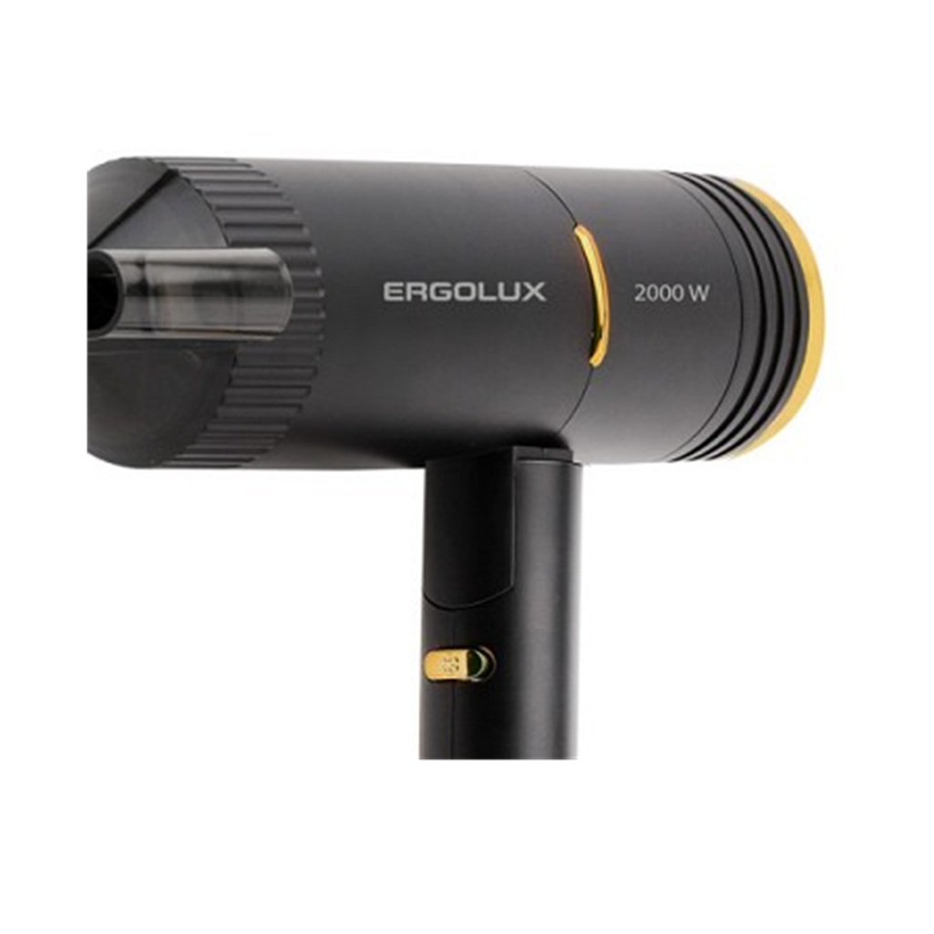 Фен Ergolux ELX-HD14-C02 PRO со складной ручкой, 2000 Вт, черный с золотым